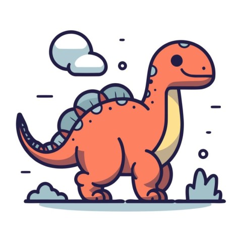 Cute cartoon dinosaur. Vector illustration of a prehistoric anim