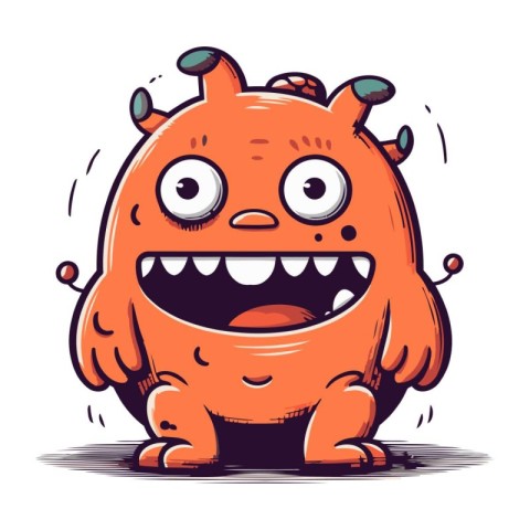 Cute cartoon monster. Vector illustration. Isolated on white bac