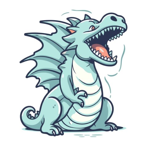 Funny cartoon dragon. Vector illustration isolated on a white ba