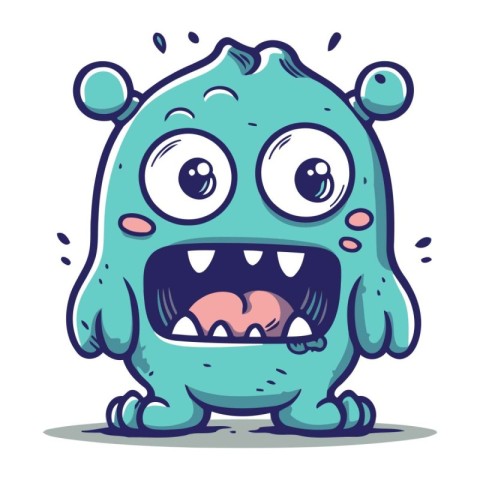 Funny cartoon monster. Vector illustration of cute monster. Hall