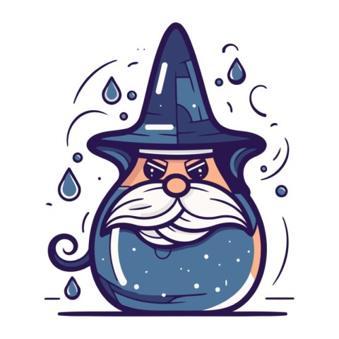 Cartoon witch with a magic potion. Vector illustration in a flat