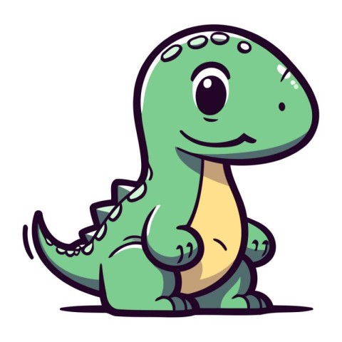 Cute cartoon dinosaur. Vector illustration isolated on a white b