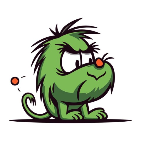 Angry cartoon monster isolated on white background. Vector illus