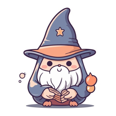 Witch gnome character. Cute cartoon style vector illustration.