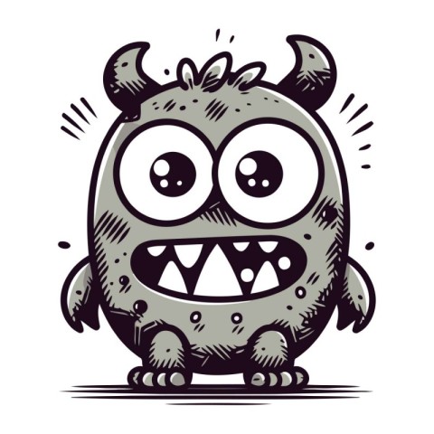 Angry cartoon monster. Vector illustration isolated on a white b