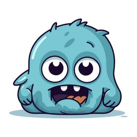 Funny blue monster with big eyes. Vector illustration isolated o