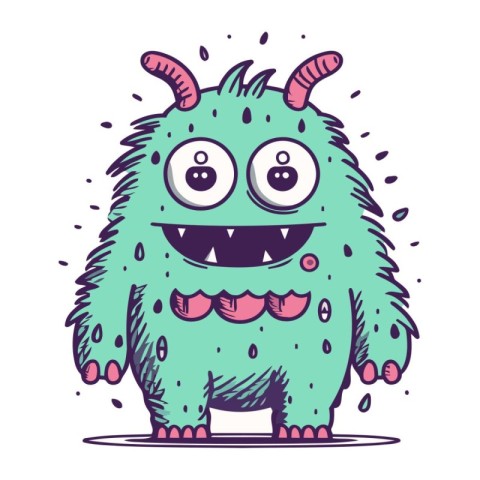 Funny cartoon monster. Vector illustration isolated on a white b