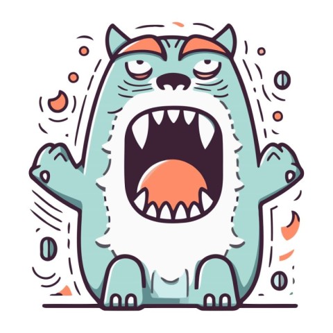 Angry cartoon monster. Vector illustration of a monster with ope