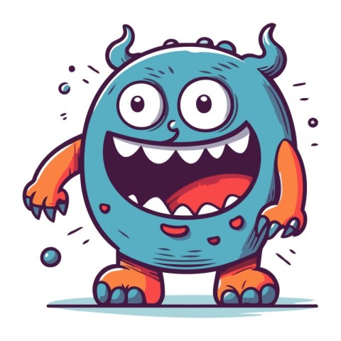 Funny cartoon monster. Vector illustration. Colorful character f