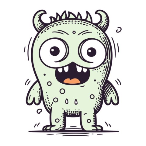 Funny cartoon monster. Vector illustration of cute monster with