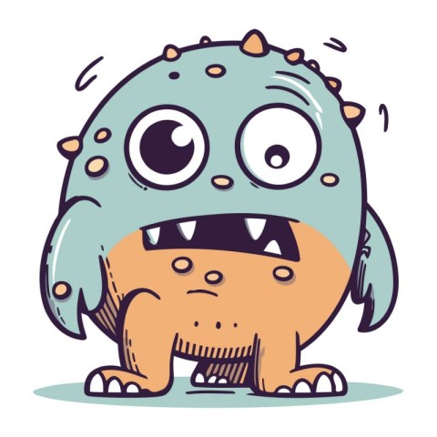 Cartoon monster. Vector illustration of cute monster. Cute monst