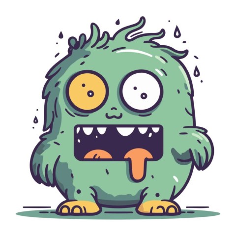 Funny cartoon monster. Vector illustration of a monster with emo