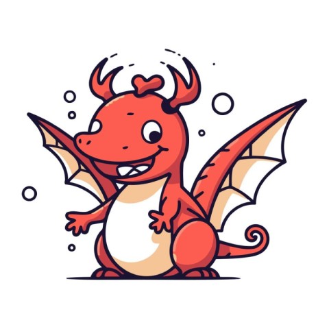 Cute cartoon dragon. Vector illustration. Isolated on white back