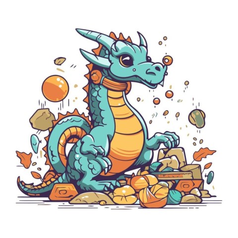 Funny dragon. Vector illustration in cartoon style. Isolated on