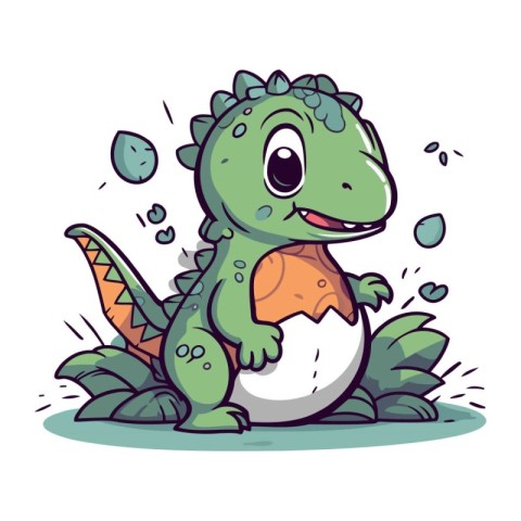 Cute cartoon crocodile with egg. Vector illustration isolated on