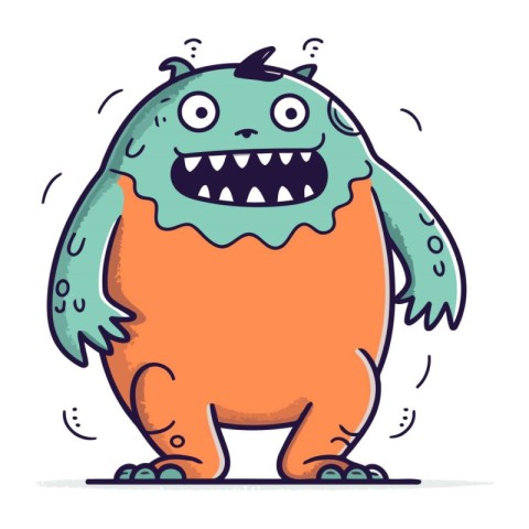 Funny cartoon monster. Vector illustration. Cute monster charact