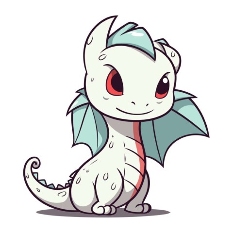 cute little dragon isolated on a white background. Vector illust