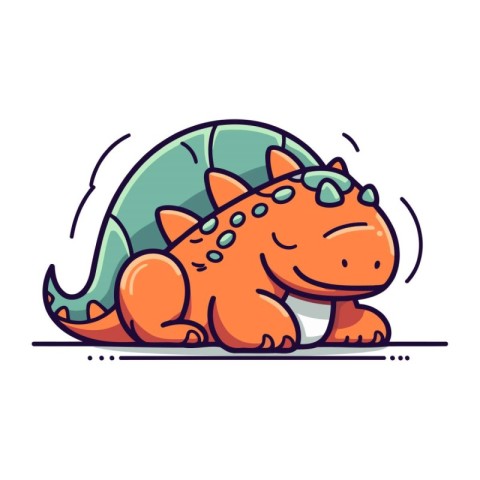 Cute dinosaur cartoon character. Vector illustration of a prehis