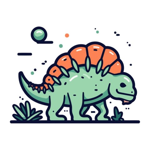 Vector illustration of dinosaur in flat style. Stegosaurus on wh