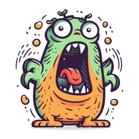 Funny cartoon monster. Vector illustration. Isolated on white ba