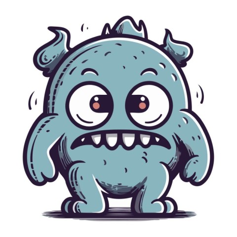 Cartoon monster. Vector illustration of cute monster. Cartoon mo