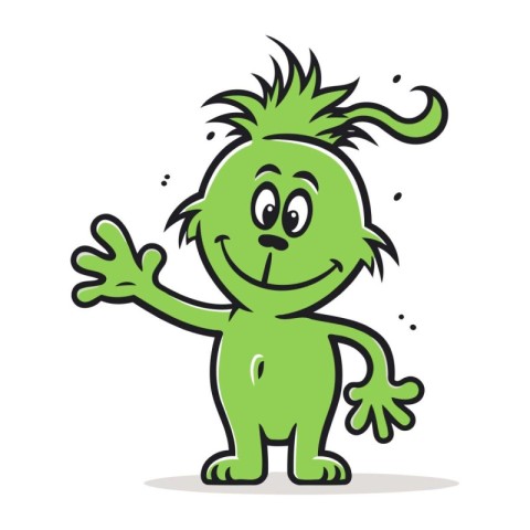 Cartoon monster waving hand. Vector illustration of funny monste