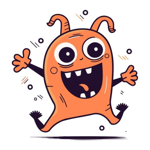 Funny cartoon monster running. Vector illustration. Isolated on