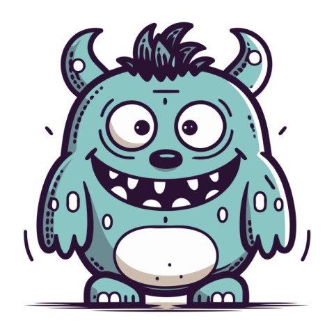 Funny cartoon monster. Vector illustration isolated on a white b