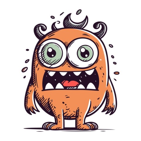 Funny monster with big eyes. Vector illustration. Cartoon charac