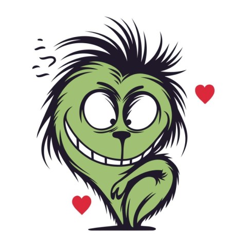 Vector illustration of a cartoon monster with heart. Isolated on