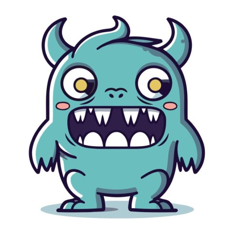 Funny cartoon monster character. Vector illustration of a cute m