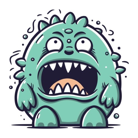 Funny cartoon monster. Vector illustration. Isolated on white ba