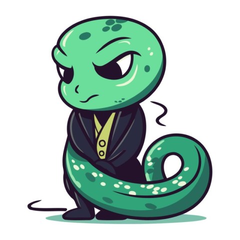 Illustration of a green snake in a business suit and tie.