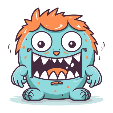 Funny monster character. Vector illustration isolated on white b