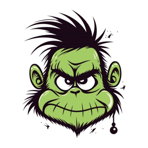 Angry cartoon monkey. Vector illustration. Isolated on white bac