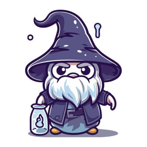 Witch with a bottle of milk in his hand. Vector illustration