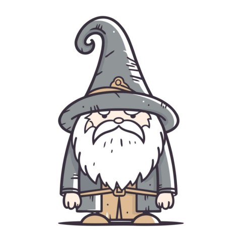 Cartoon wizard. Vector illustration. Cute cartoon wizard. Fantas