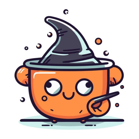 Cute Halloween vector illustration. Cute cartoon pumpkin charact