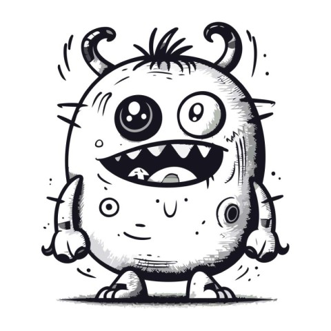 Cute cartoon monster on white background. Vector illustration of