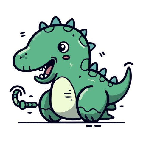 Cute cartoon dinosaur. Vector illustration on white background.