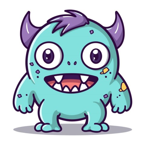 Funny cartoon monster character. Vector illustration of a cute m