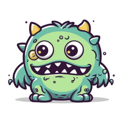 Funny cartoon monster. Vector illustration isolated on a white b