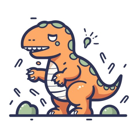 Cute cartoon dinosaur. Vector illustration isolated on a white b