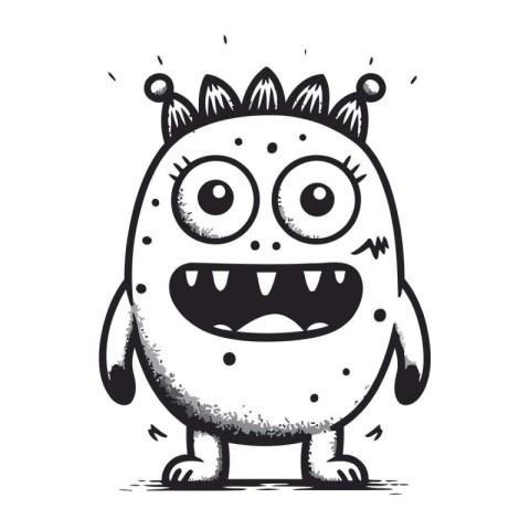 Cute monster with funny face. Vector illustration isolated on wh