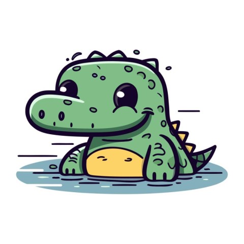 Cute cartoon crocodile. Vector illustration isolated on white ba