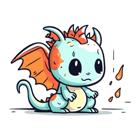 Funny cartoon dragon. Vector illustration of a cute little drago