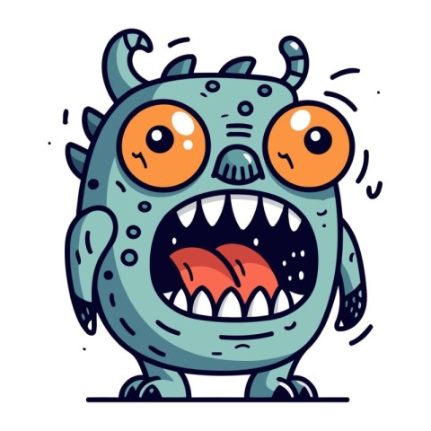 Funny cartoon monster with big eyes. Vector illustration of mons