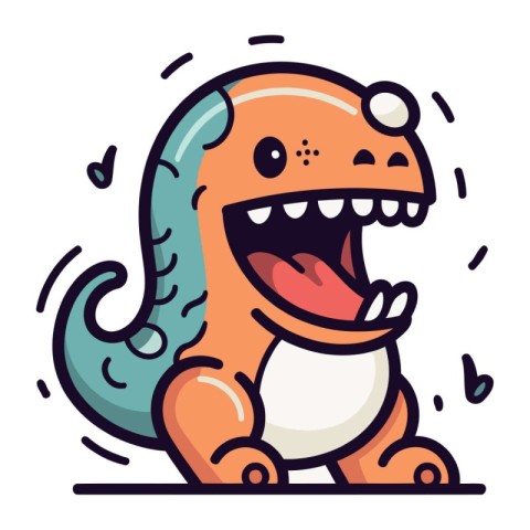 Cute cartoon dinosaur. Vector illustration of a funny dinosaur c