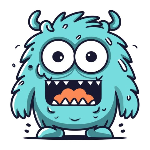 Funny cartoon monster. Vector illustration. Isolated on white ba