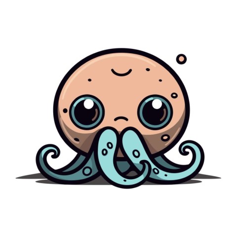 Cute Octopus Cartoon Mascot Character Vector Illustration.